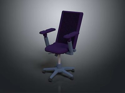 Purple Office Chair With Armrests And Wheeled Base For Office Use 3d model
