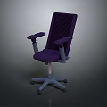 Purple Office Chair With Armrests And Wheeled Base For Office Use