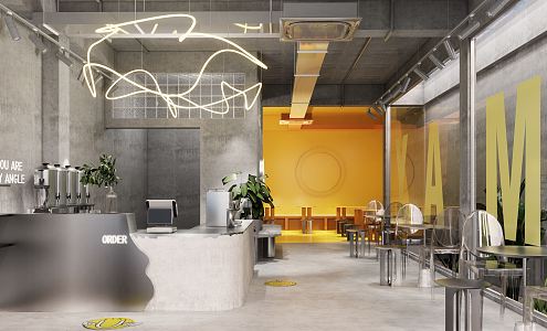 Industrial LOFT Milk Tea Shop Cafe 3d model