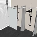 Modern Shower Head With Curtain In Elegant Bathroom Shower Area Design
