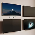 Multiple Wall Mounted TVs With Different Display Screens And Windows Background 3d model
