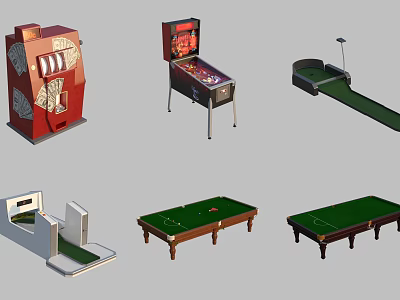 Amusement Equipment Including Pinball Machine Mini Golf And Billiard Tables For Entertainment 3d model