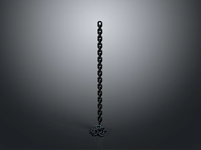Vertical Black Metal Chain With Ornate Decorative Base On Gray Background 3d model
