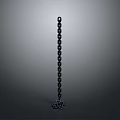 Vertical Black Metal Chain With Ornate Decorative Base On Gray Background 3d model