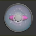 Laboratory Glass Round Bottom Flask With Pink Blue Substances And Stopper