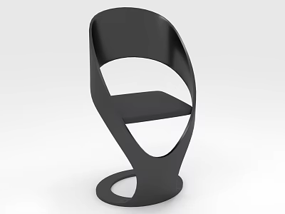 Black Modern Single Chair With Unique Curved Structure And Sleek Design 3d model