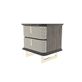 Modern Luxury Two Drawer Nightstand With Chevron Textured Drawers Dark Wood Veneer And Metal Legs