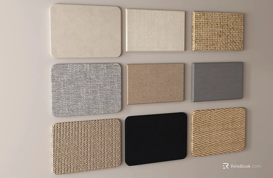 Various Textured Placemats In Neutral Tones For Kitchen Dining Table 3d model