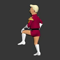3D Character Model In Red Outfit With Gold Shoulder Accents White Gloves And White Boots