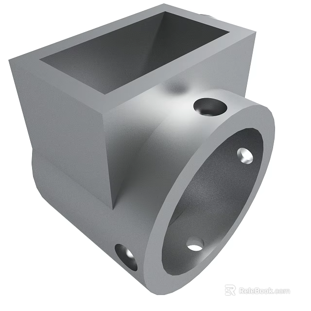 Gray Metal Mechanical Component With Square And Circular Structure And Holes 3d model 