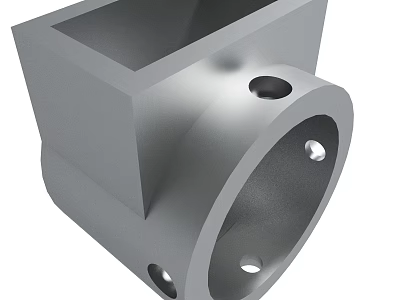Gray Metal Mechanical Component With Square And Circular Structure And Holes 3d model