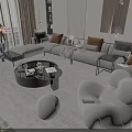 Modern Gray Sofa And Coffee Table Set With Multiple Cushions Accent Chair And Area Rug