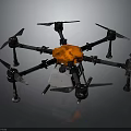 Hexacopter Drone With Orange Central Unit White Payload Black Frame Propellers And Landing Gear