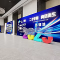 HITACHI Home Appliances Exhibition Display In Modern Hall With Chandelier And Decorative Sculpture