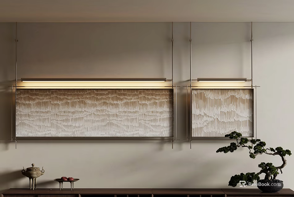 Minimalist Abstract Paintings With Textured Patterns And Neutral Tones For Living Room Wall Art 3d model 