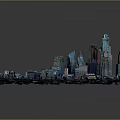 Cartoon City Scene With 3D Modeled Skyscrapers And Vibrant Urban Buildings