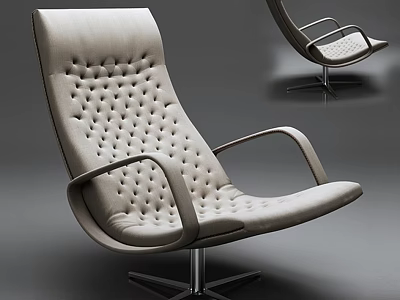 Modern Beige Office Chair With Perforated Backrest Curved Armrests And Metal Base 3d model