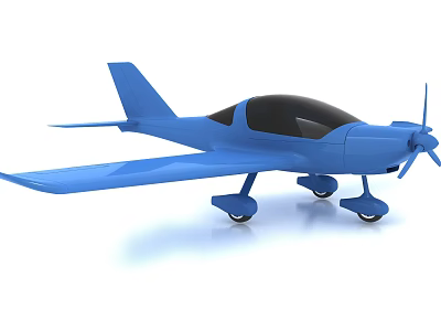 Blue Passenger Plane With Propeller Streamlined Fuselage And Black Cockpit 3d model