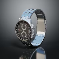 Stylish Modern Wrist Watch With Silver Metal Chain Strap And Black Dial