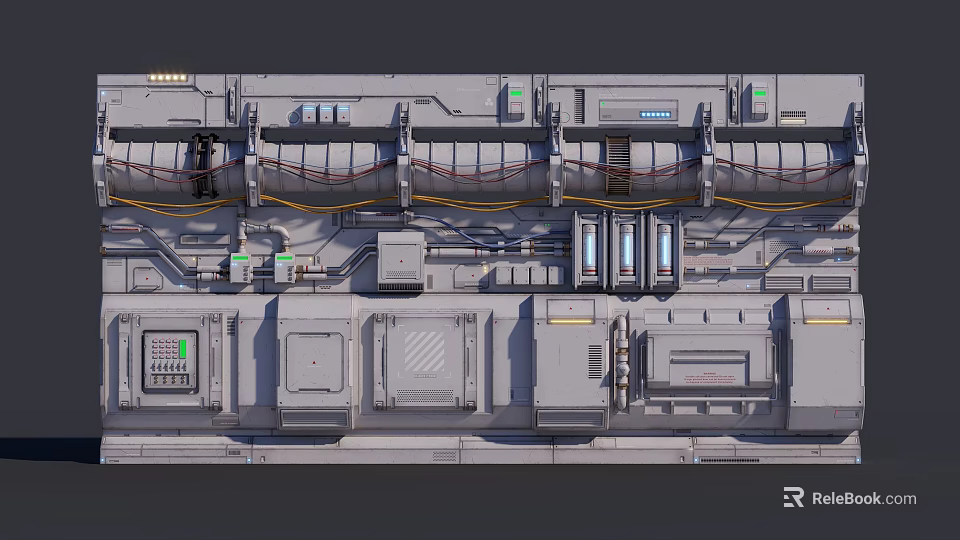 Industrial Equipment Setup With Control Panels Pipelines Metallic Surfaces And Mechanical Components 3d model 