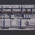Industrial Equipment Setup With Control Panels Pipelines Metallic Surfaces And Mechanical Components
