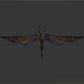 Flying Pterosaur Prehistoric Animal With Brown Wings And Blue Beak