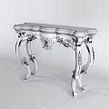 Dark Carved Wooden Table With Intricate Classic Design And Decorative Legs