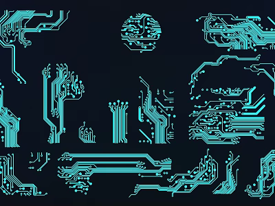 Innovative Circuit Board Partition Design With Blue Circuit Patterns And Lines 3d model