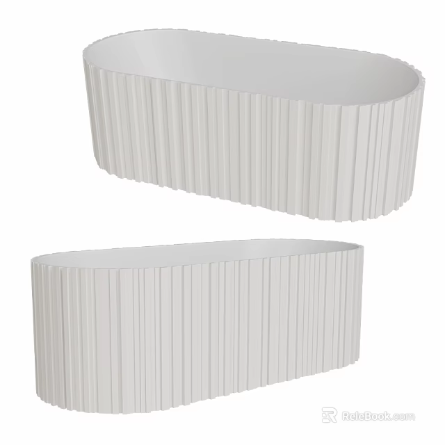 Modern White Vertical Striped Bathtub Design For Contemporary Bathroom Interior 3d model