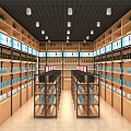 Spacious Retail Store Interior With Wooden Shelves Screens And Organized Products