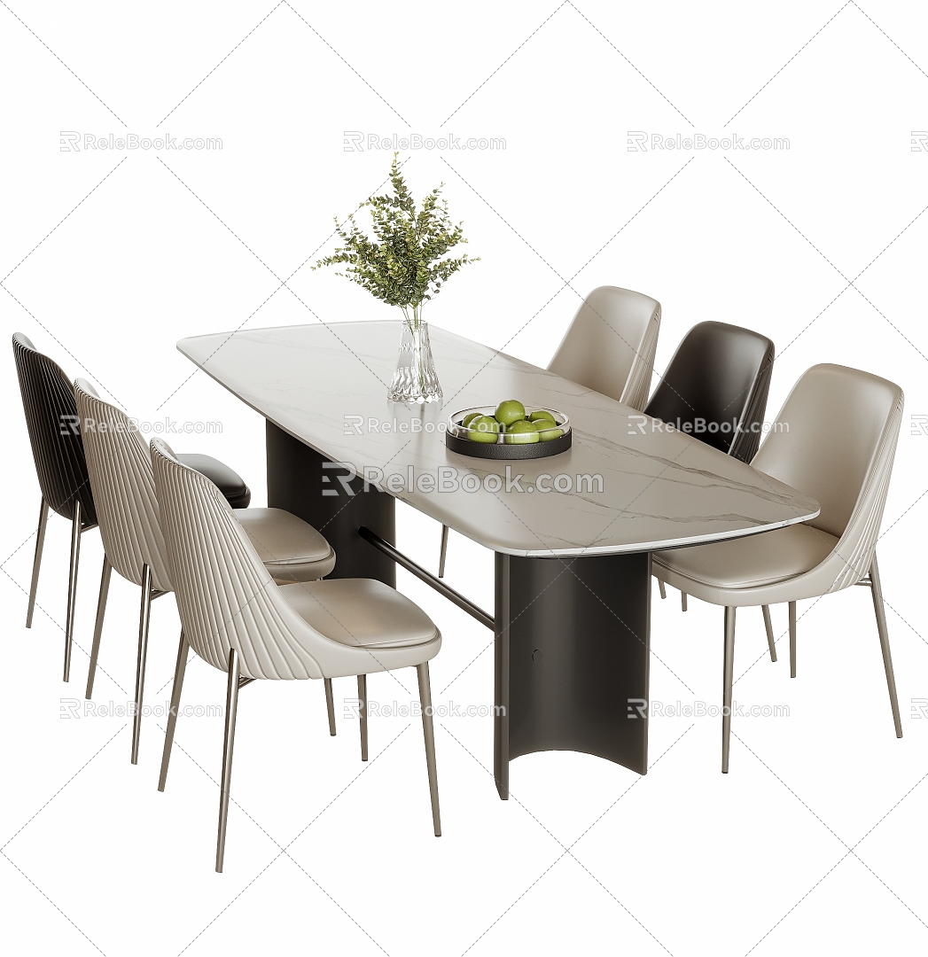 Dining table and chair combination dining table dining chair 3d model