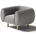 Beige Single Sofa With Curved Soft Armrests And Black Slim Legs Modern Style