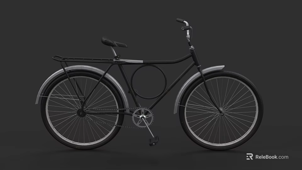 Vintage Bicycle With Classic Frame Black Seat And Metallic Body Design 3d model 