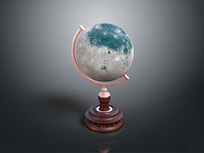 Stylish Decorative Globe with Metal Stand and Wooden Base for Home Decoration 3d model
