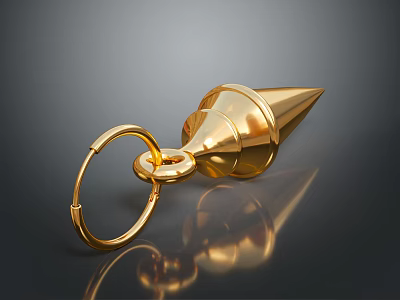 Golden Cone Shaped Clothing Accessory With Loop Detail And Shiny Metallic Finish 3d model