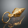 Golden Cone Shaped Clothing Accessory With Loop Detail And Shiny Metallic Finish