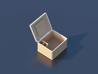 Woven Storage Basket With Open Lid And Divided Compartments For Organizing Small Items 3d model