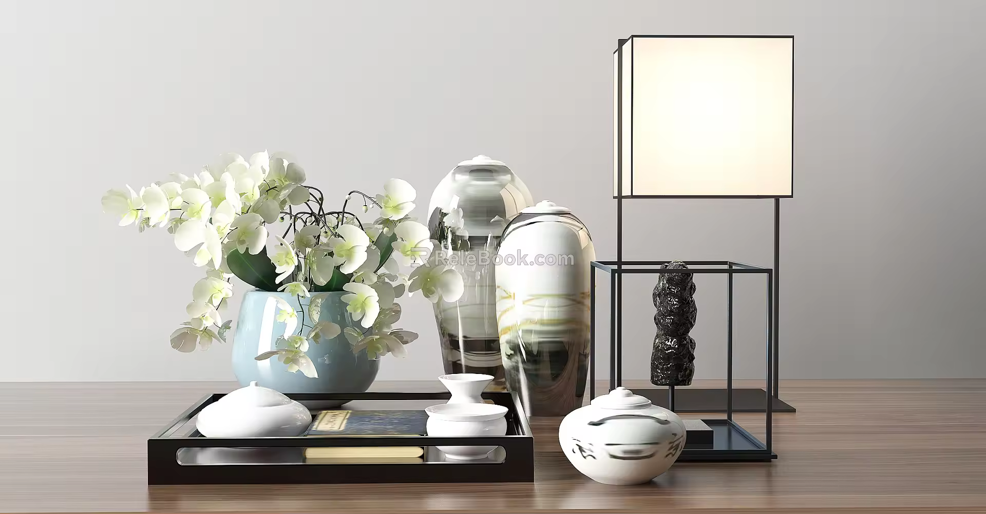 Chinese-style Ornament Combination Tea Set Ornament Combination 3d model