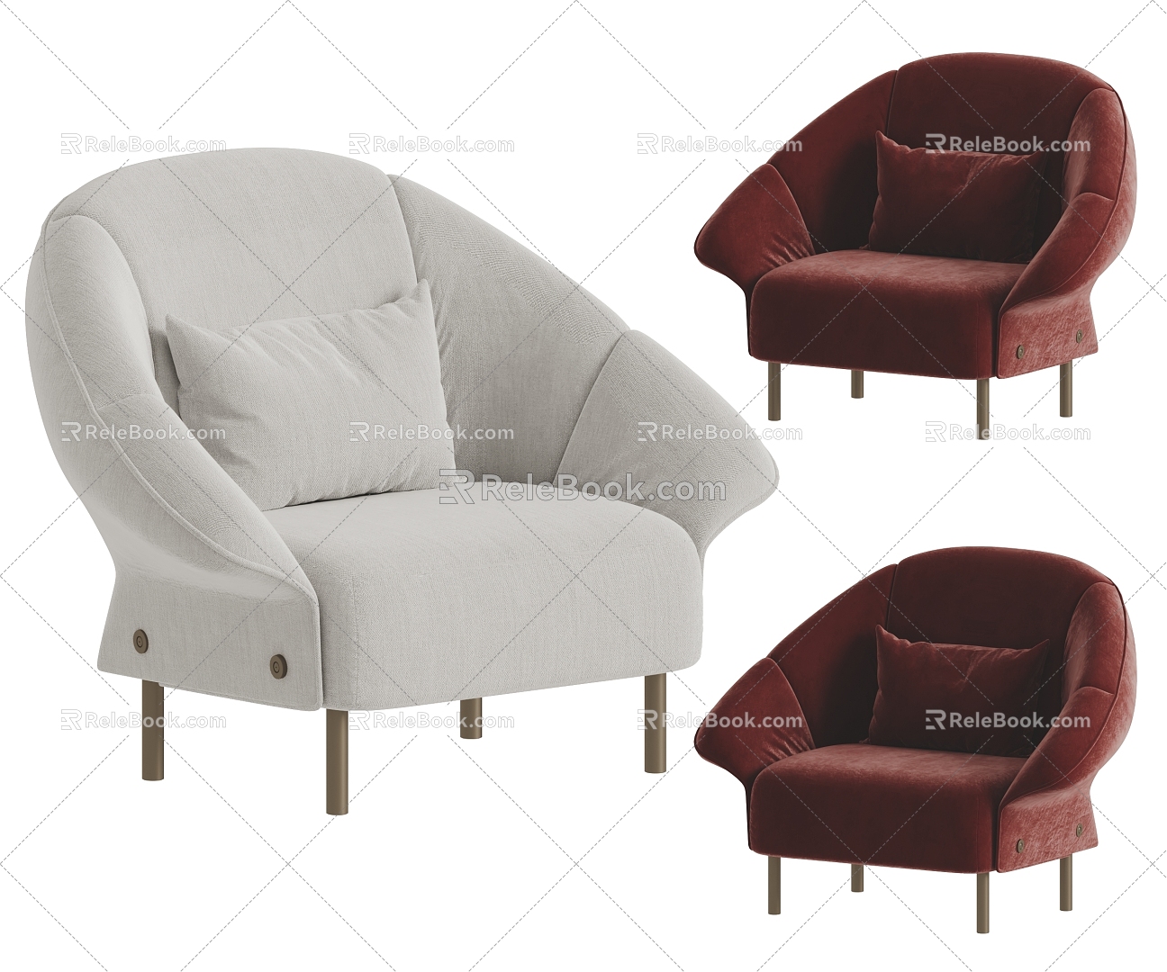 HERMES modern single sofa sofa 3d model