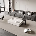Modern Sofa Coffee Table Combination Multi-person Sofa Coffee Table Single Leisure Chair Floor Lamp Carpet Side Table Ornaments 3d model