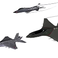 Three Distinct Fighter Jets Flying In Mid Air
