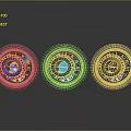 Three Colorful Round Decorative Household Items With Intricate Patterns And Reflections