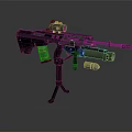 Modern Tactical Assault Rifle With Scope Grenade Launcher And Tripod Stand