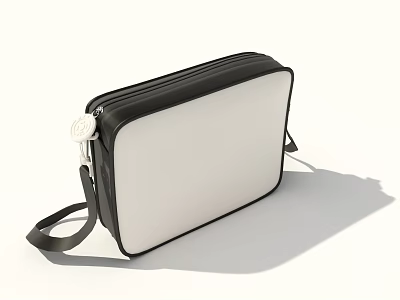 Black And White Crossbody Bag With Black Strap White Body And Metal Clasp 3d model