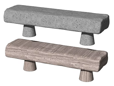 Outdoor Chairs With Simple Design Sturdy Stone And Wooden Legs 3d model