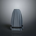 Gray Striped A line Skirt With Black Trim At Bottom And Structured Design
