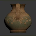 Carved Ceramic Pitcher With Brown Green Glaze And Leaf Patterns Design 3d model