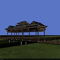 Traditional Chinese Garden Landscape Featuring Wooden Pavilion With Overhanging Eaves Surrounded By Lush Green Vegetation
