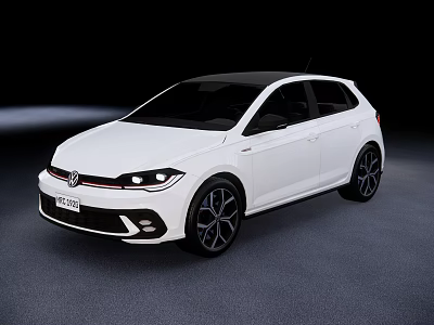 White Volkswagen Golf Hatchback With Sporty Design Black Roof And Wheels 3d model