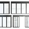 Different Sliding Door Designs With Glass Panels And Black Frames For Home Use 3d model
